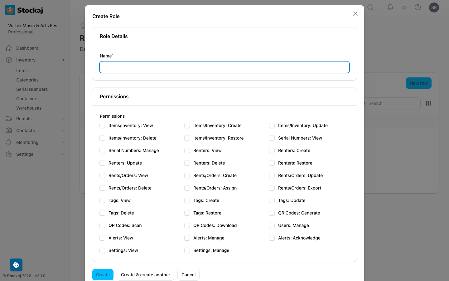 The custom roles configuration page