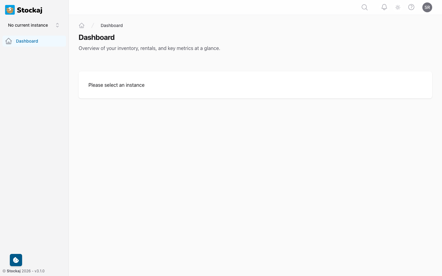 The main dashboard showing summary statistics and recent activity